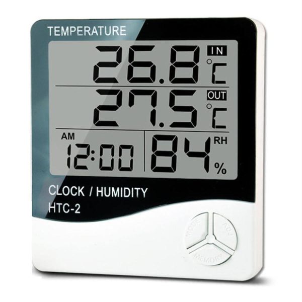 HTC 2 Digital LCD Temperature Humidity Thermometer Hygrometer Home Weather Station Indoor Outdoor Probe Sensor With Alarm