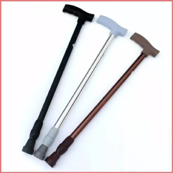 Hand Walking Stick Expandable Stainless Steel Lathi Silver, Black, Golden-1 Piece